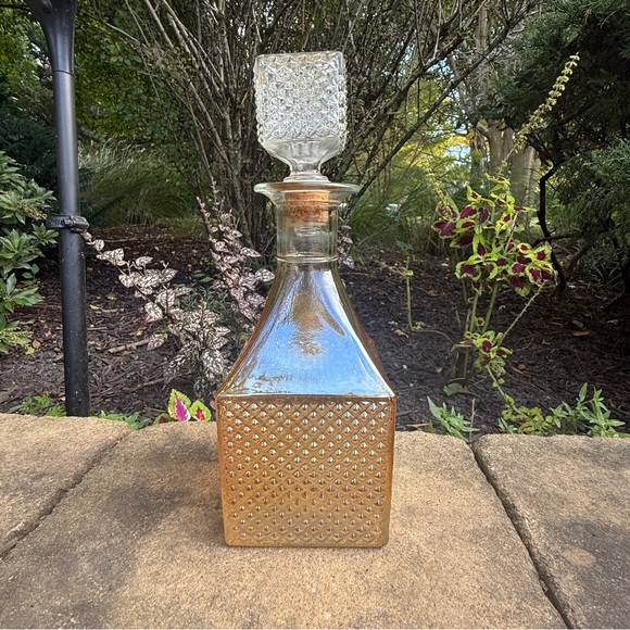 VTG Old Forester Decanter Marigold Carnival Diamond Hobnail Glass EUC - Picture 3 of 7